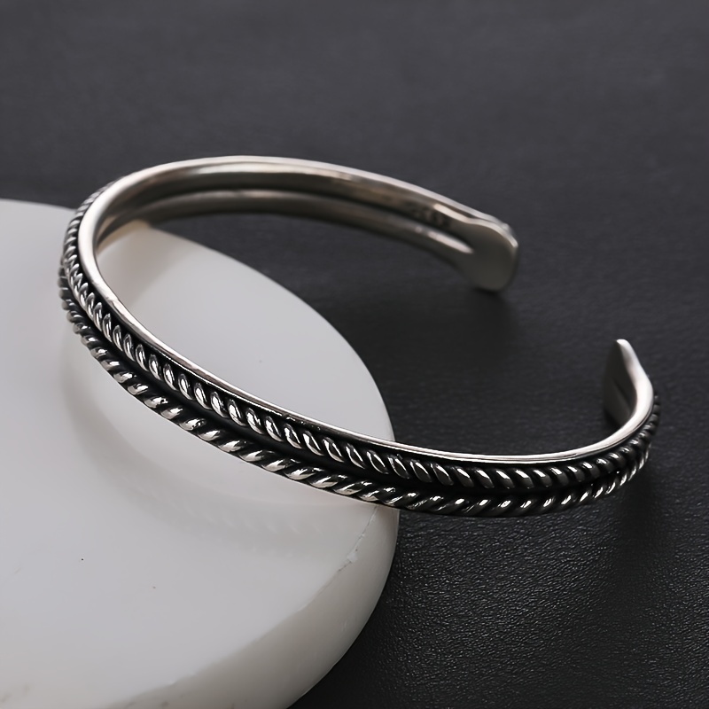 Men's Silver Leaves Pattern Bracelet Bangle